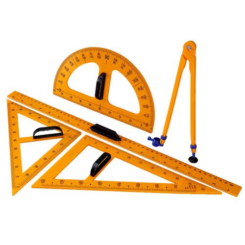 峰呈fc-0653 磁性塑料三角尺直尺量角器圆规套装教师专用教具绘图仪器